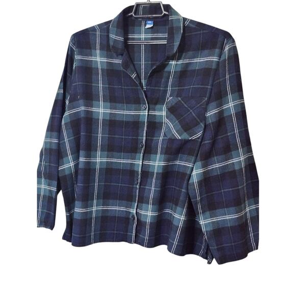 Old Navy Womens Matching Flannel‎ Pajama Set Blue & Green Tartan Plaid Size XXL - Picture 6 of 10